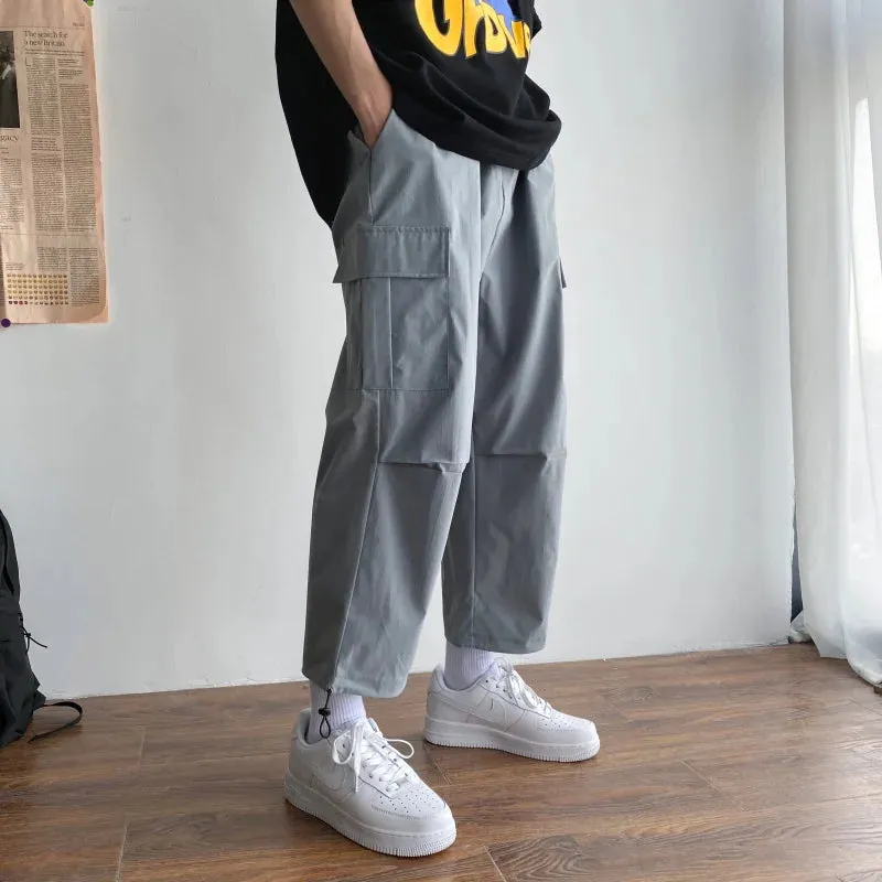 Wjczt  New Spring and Autumn Men's Fashion and Comfortable Korean Casual Pants Men's Loose Overalls Sports Cropped Pants 2025