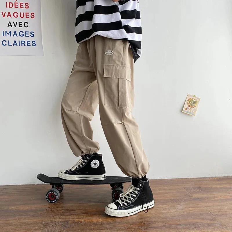 Wjczt  New Spring and Autumn Men's Fashion and Comfortable Korean Casual Pants Men's Loose Overalls Sports Cropped Pants 2025