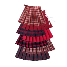 Wjczt Summer Women Pleated Skirts High Waist Female Mini Skirt Harajuku Preppy Style Ladies Plaid Skirts Sweet Girls Dance Mini Skirt