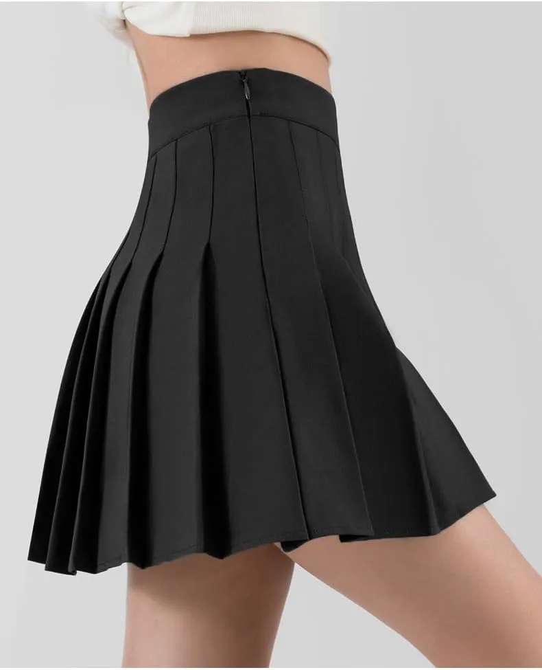 Women Girls high Waisted Pleated Skater Tennis School Skirt Uniform Skirts