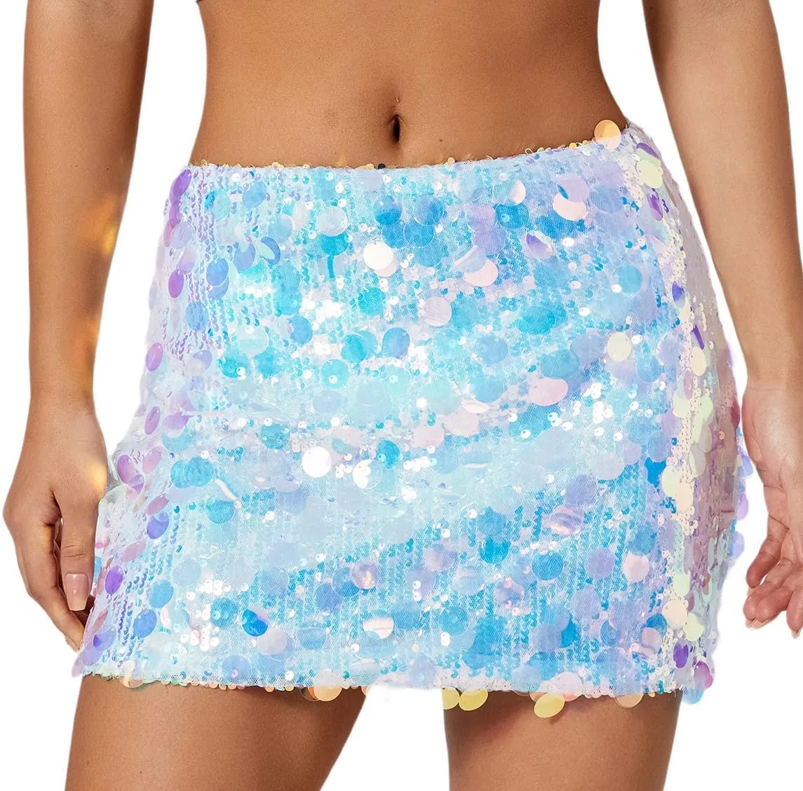 Women Shiny Sequin Mini Skirt Low Rise Y2k Glitter Pencil Skirts Bodycon Streetwear Sparkly Dance Party Short Skirt