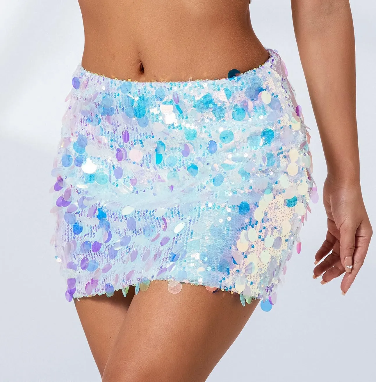 Women Shiny Sequin Mini Skirt Low Rise Y2k Glitter Pencil Skirts Bodycon Streetwear Sparkly Dance Party Short Skirt