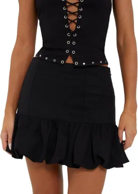 Women Y2K Bubble Skirt High Waist Ruffle Hem A Line Pleated Mini Short Skirt Teen Girls Puffy Short Skirts Streetwear
