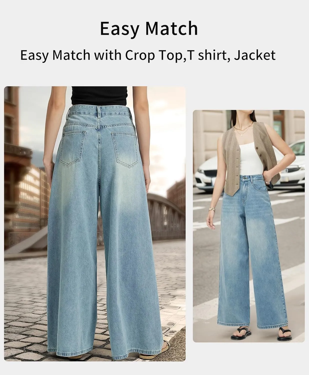 Womens High Waisted Wide Leg Jeans for Women Baggy Loose Fit Straight Leg Denim Pants Boyfriend Jeans for Women