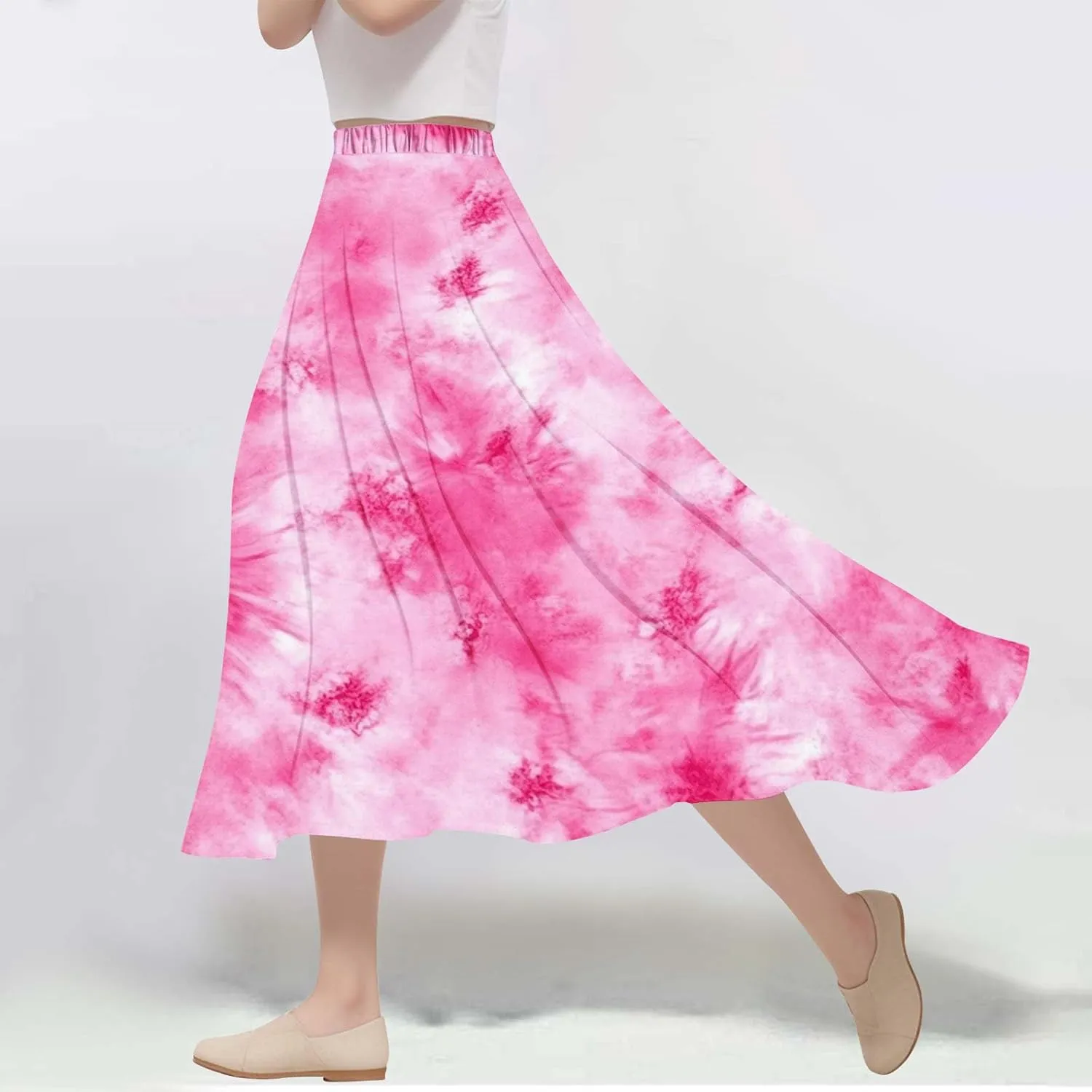 Women's Summer Boho Floral Maxi Skirts High Waisted Flowy Swing Pleated Beach Skorts Long Short Vacation Outfits S-3XL