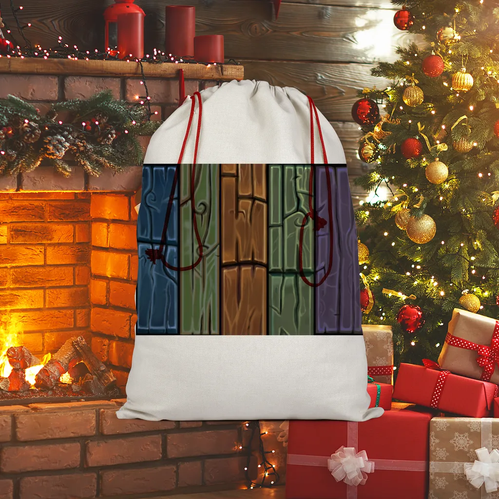 Wooden Plank Sublimation Linen Drawstring Sack