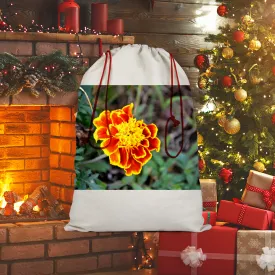 Yellow Red Flower Sublimation Linen Drawstring Sack