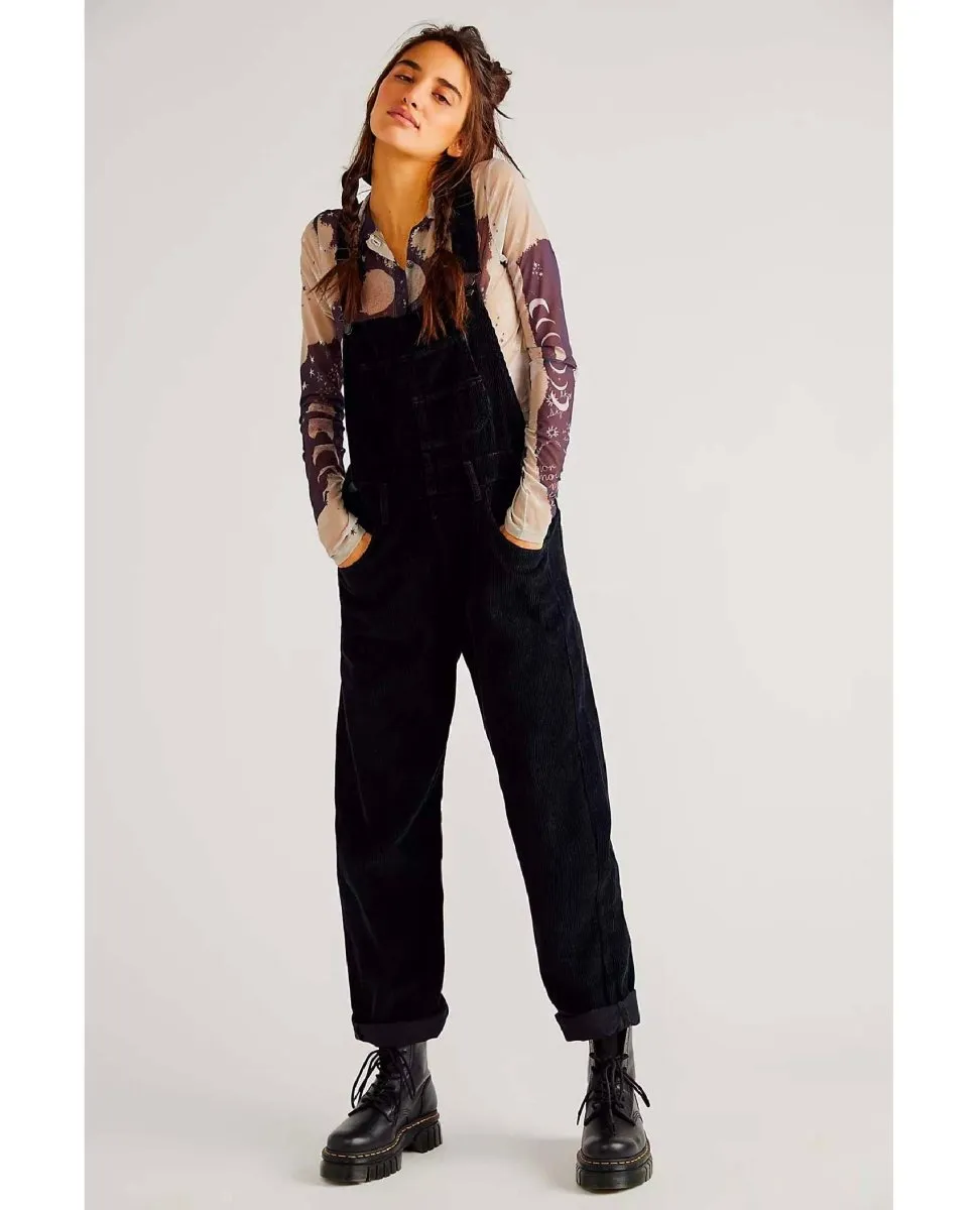 Ziggy Black Corduroy Overalls